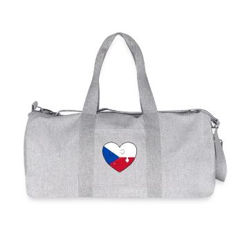 Czech Republic Flag Heart Puzzle - Recycled Canvas Sports Bag by Stanley/Stella - heather grey - Front