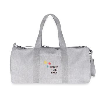 FÊTE DES PÈRES. BONNE FÊTE PAPA. PAPA. BONNE FÊTE - Sac de sport en toile recyclée Stanley/Stella - gris chiné - Devant