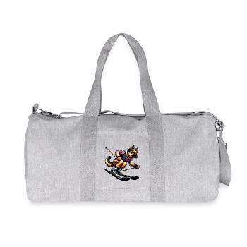 German Shepherd Ski Winter Adventure - Recycled Canvas Sports Bag by Stanley/Stella - heather grey - Front