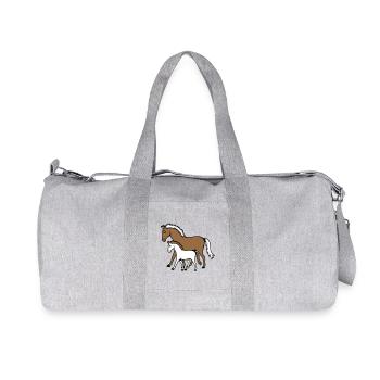 2 Cute Horses Child Family Mom Dad Mom Father - Recycled Canvas Sports Bag by Stanley/Stella - heather grey - Front