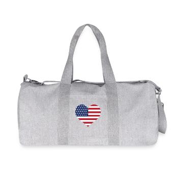 USA Flag Heart - Recycled Canvas Sports Bag by Stanley/Stella - heather grey - Front