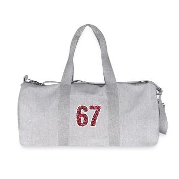 67 Made of Hearts Cute Love Number - Recycled Canvas Sports Bag by Stanley/Stella - heather grey - Front