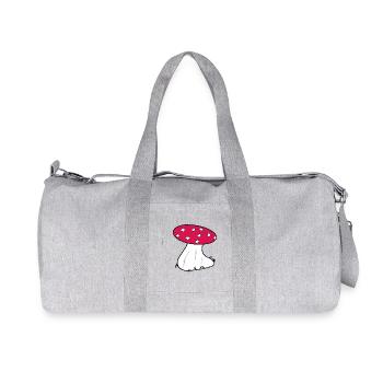 Red Toadstool Cartoon Pattern - Recycled Canvas Sports Bag by Stanley/Stella - heather grey - Front