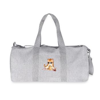 😸 🏖 Cat at the beach with sand castle - Recycled Canvas Sports Bag by Stanley/Stella - heather grey - Front