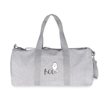 Boo – Funny Ghost Halloween Design - Recycled Canvas Sports Bag by Stanley/Stella - heather grey - Front