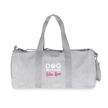 Dog Mother Wine Lover Hund Wein T-Shirt - Recycled Canvas Sports Bag by Stanley/Stella - heather grey - Front
