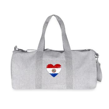 Paraguay Flagge Herz used - Recycelte Canvas-Sporttasche von Stanley/Stella - Grau meliert - Vorne