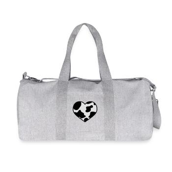 i love cow | ich liebe Kuh | Wildlove - Sac de sport en toile recyclée Stanley/Stella - gris chiné - Devant
