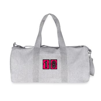 18. 18 YEARS OLD. 18th ANNIVERSARY. BIRTHDAY 18 YEARS. - Recycled Canvas Sports Bag by Stanley/Stella - heather grey - Front