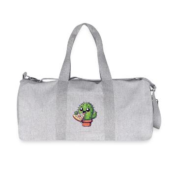 Niedlicher Kaktus Pizza Comic - Recycelte Canvas-Sporttasche von Stanley/Stella - Grau meliert - Vorne