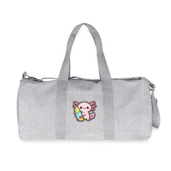 Kawaii Axolotl with Surfboard - Recycled Canvas Sports Bag by Stanley/Stella - heather grey - Front