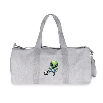 Green Alien Footballer - Recycled Canvas Sports Bag by Stanley/Stella - heather grey - Front