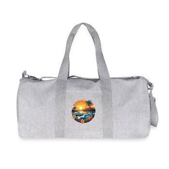 Rétro Planche de Surf Design Floral Palmiers Océan - Sac de sport en toile recyclée Stanley/Stella - gris chiné - Devant