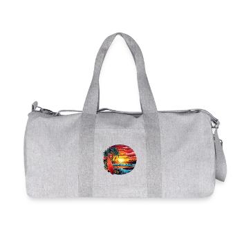 Magischer Strand am Meer mit Palmen und Wellen - Recycelte Canvas-Sporttasche von Stanley/Stella - Grau meliert - Vorne