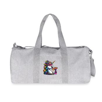 Mardi Gras Unicorn Pizza Elegance - Recycled Canvas Sports Bag by Stanley/Stella - heather grey - Front