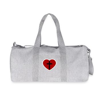 Kreuz und Herz - Recycelte Canvas-Sporttasche von Stanley/Stella - Grau meliert - Vorne