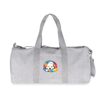 Slumbering Puppy Rainbow Scarf - Recycled Canvas Sports Bag by Stanley/Stella - heather grey - Front