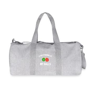 Stop Staring At My Balls Funny Dirty Christmas - Recycled Canvas Sports Bag by Stanley/Stella - heather grey - Front