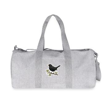 Merle sur branche fleurie - Conception printanière - Sac de sport en toile recyclée Stanley/Stella - gris chiné - Devant