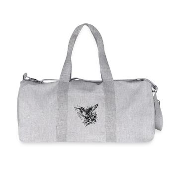 Colibri de style tatouage volant parmi les fleurs - Sac de sport en toile recyclée Stanley/Stella - gris chiné - Devant