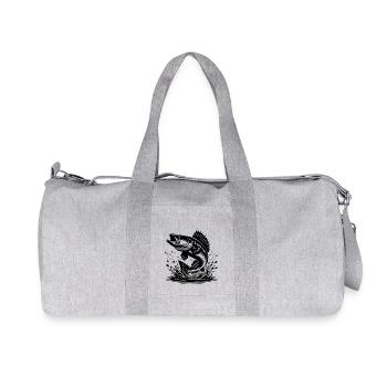 Sportlicher Zander springt aus dem Wasser Splash - Recycelte Canvas-Sporttasche von Stanley/Stella - Grau meliert - Vorne