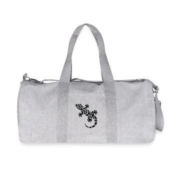 Cute little gecko in tribal tattoo style - Recycled Canvas Sports Bag by Stanley/Stella - heather grey - Front