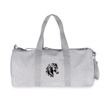 Stolzer Pferdekopf Vintage Porträt Pony Tattoo - Recycelte Canvas-Sporttasche von Stanley/Stella - Grau meliert - Vorne
