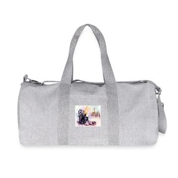 Vintage film camera in front of Berlin skyline - Recycled Canvas Sports Bag by Stanley/Stella - heather grey - Front