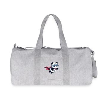 Panda Bär Helden Bärchen Superhelden Teddy - Recycelte Canvas-Sporttasche von Stanley/Stella - Grau meliert - Vorne