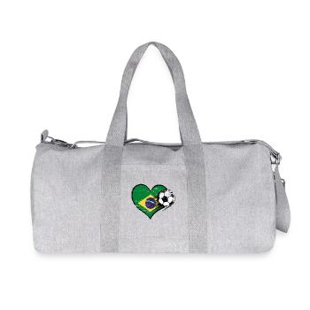 Brasilien Flagge Fußball mit Herz used - Recycelte Canvas-Sporttasche von Stanley/Stella - Grau meliert - Vorne
