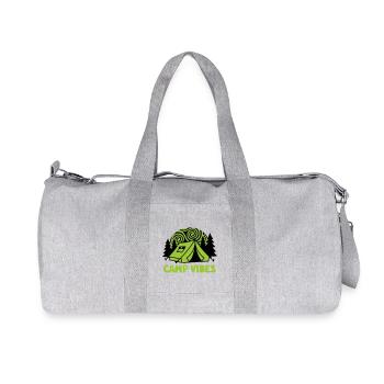 Zelt Camp Vibes Logo - Recycelte Canvas-Sporttasche von Stanley/Stella - Grau meliert - Vorne