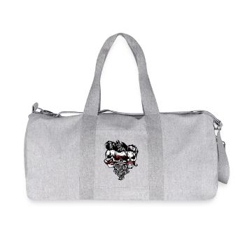 tete de mort hipster skull barbu barbe moustache l - Sac de sport en toile recyclée Stanley/Stella - gris chiné - Devant