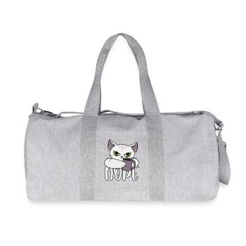 Nope Katze Kaffee - Recycelte Canvas-Sporttasche von Stanley/Stella - Grau meliert - Vorne