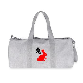 Lapin à caractère chinois avec lapin rouge - Sac de sport en toile recyclée Stanley/Stella - gris chiné - Devant