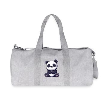 Cute Panda Cartoon Illustration - Recycled Canvas Sports Bag by Stanley/Stella - heather grey - Front