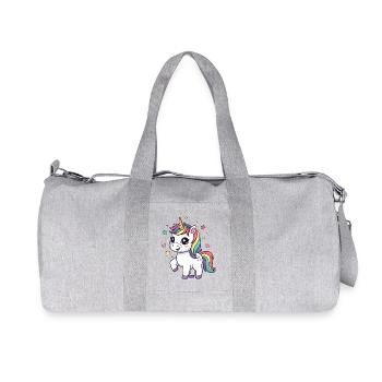 Playful unicorn with rainbow mane - Recycled Canvas Sports Bag by Stanley/Stella - heather grey - Front