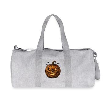Spooky Pumpkin with Bats Halloween Shirt - Recycled Canvas Sports Bag by Stanley/Stella - heather grey - Front