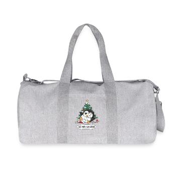 Clumsy Penguin Christmas Tree Fairy Lights - Recycled Canvas Sports Bag by Stanley/Stella - heather grey - Front