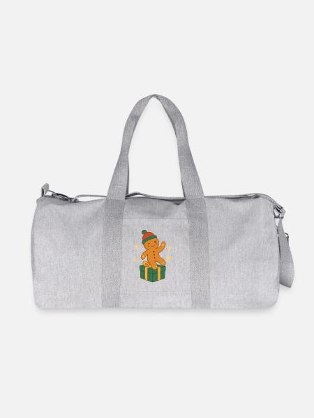 Lebkuchenfigur auf Geschenkbox - Recycelte Canvas-Sporttasche von Stanley/Stella - Grau meliert