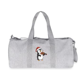 Un oiseau manchot de Noël jouant du violon - Sac de sport en toile recyclée Stanley/Stella - gris chiné - Devant