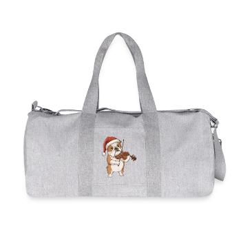 Chien bouledogue de Noël jouant du violon - Sac de sport en toile recyclée Stanley/Stella - gris chiné - Devant