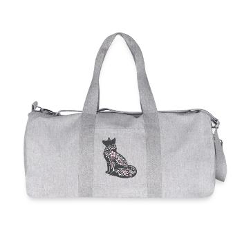 Silhouette de chat décorée de fleurs - Sac de sport en toile recyclée Stanley/Stella - gris chiné - Devant