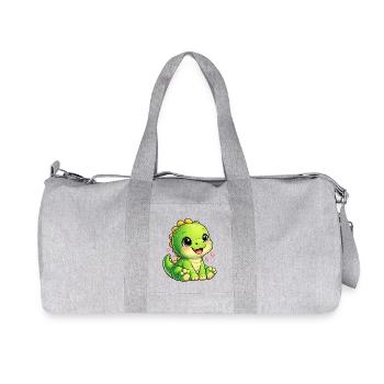 Little Dino Heart Cuddly Toy - Recycled Canvas Sports Bag by Stanley/Stella - heather grey - Front