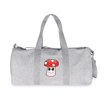 Kawaii Mushroom Toadstool Mushrooms - Recycled Canvas Sports Bag by Stanley/Stella - heather grey - Front