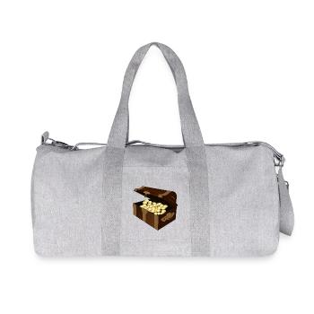Brown treasure chest filled with gold. Gift idea. - Recycled Canvas Sports Bag by Stanley/Stella - heather grey - Front