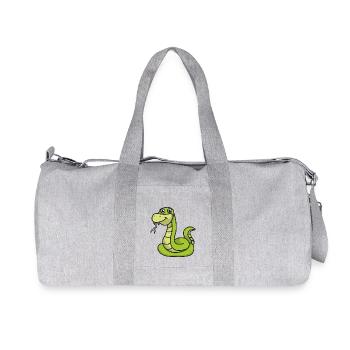 Snake dessin animé cadeau serpents animaux vert - Sac de sport en toile recyclée Stanley/Stella - gris chiné - Devant