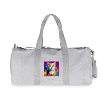 Oil Painting Style Cat Portrait Design for Cat - Recycled Canvas Sports Bag by Stanley/Stella - heather grey - Front