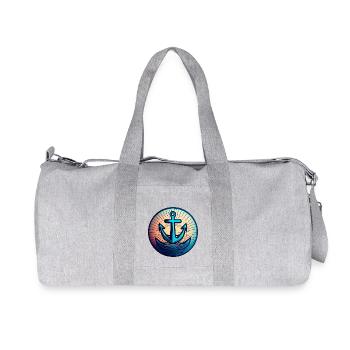 Voilier Bateau à moteur Ancre autour du coucher du soleil - Sac de sport en toile recyclée Stanley/Stella - gris chiné - Devant