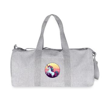 Einhorn springt Sunset - Recycelte Canvas-Sporttasche von Stanley/Stella - Grau meliert - Vorne