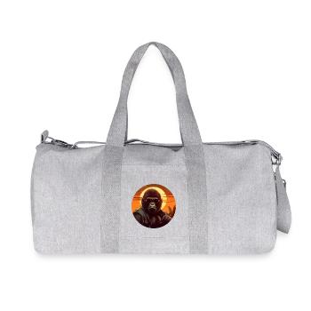 Cooler Gorilla in Lederjacke - Sunset Design - Recycelte Canvas-Sporttasche von Stanley/Stella - Grau meliert - Vorne